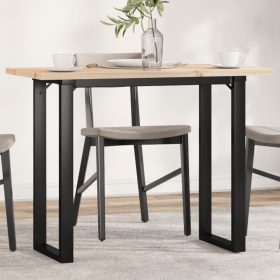    tömör fenyőfa és acél étkezőasztal O-vázzal 100x50x75,5 cm