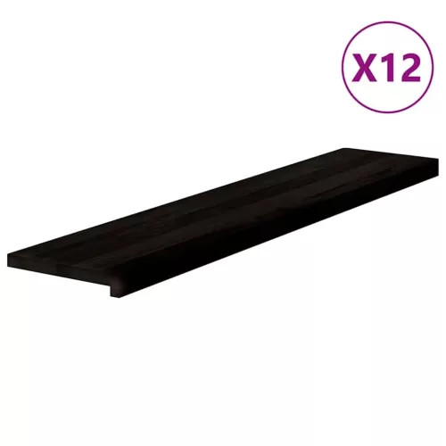  lépcsőfokok 12 db Sötétbarna 120x30x2 cm tömör fa tölgyfa