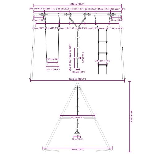  kültéri hintaszett hintával, létrával és tárcsás hintával