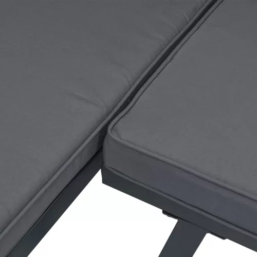  3 részes fekete porszórt acél kerti pad szett párnával