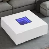  fehér végtelen hatású LED-es dohányzóasztal 100 x 100 x 40 cm
