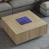 tölgy színű végtelen hatású LED-es dohányzóasztal 100x100x40 cm