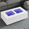  fehér végtelen hatású LED-es dohányzóasztal 116 x 69 x 40 cm