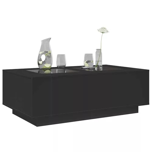  fekete végtelen hatású LED-es dohányzóasztal 116 x 69 x 40 cm