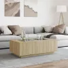  tölgy színű végtelen hatású LED-es dohányzóasztal 116x69x40 cm