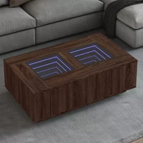    tölgy színű végtelen hatású LED-es dohányzóasztal 116x69x40 cm