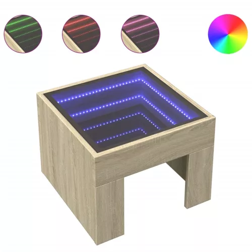  sonoma tölgy végtelen hatású LED-es éjjeliszekrény 40x40x30 cm