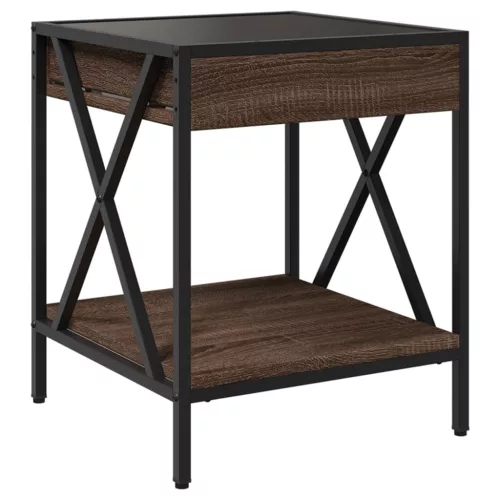  barna tölgy végtelen hatású LED-es éjjeliszekrény 40x40x49 cm