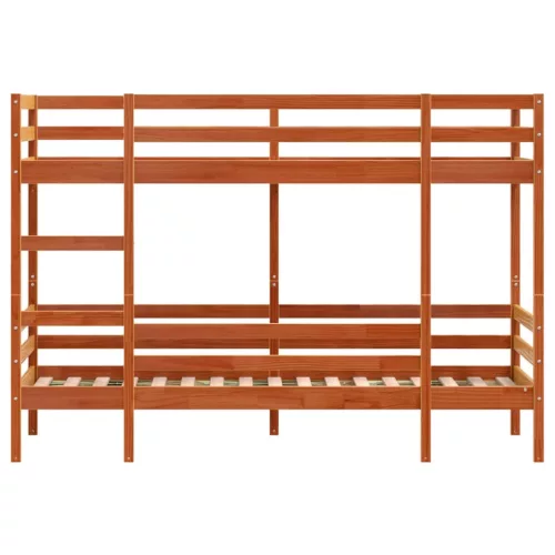  viaszbarna tömör fenyőfa emeletes ágy 80 x 200 cm