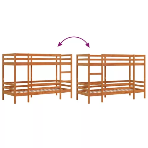  viaszbarna tömör fenyőfa emeletes ágy 80 x 200 cm