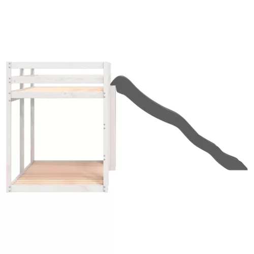  fehér tömör fenyő emeletes ágy csúszdával és létrával 90x200 cm