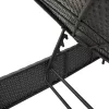  3 részes fekete polyrattan napozóágy szett párnával