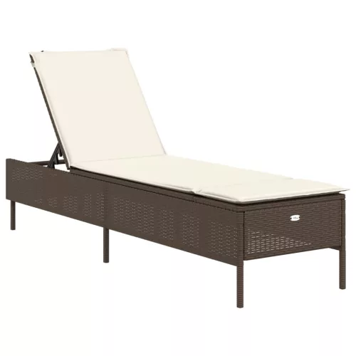  3 részes barna polyrattan napozóágy szett párnával