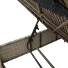  3 részes szürke polyrattan napozóágy szett párnával