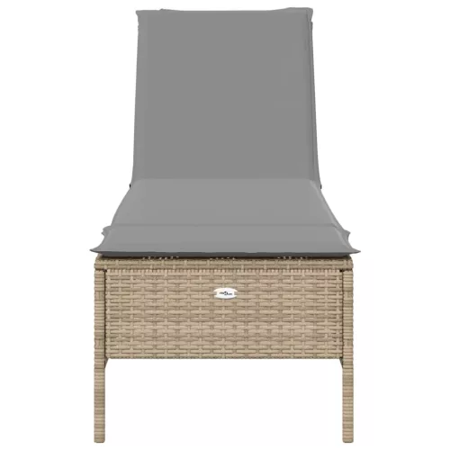  3 részes bézs polyrattan napozóágy szett párnával