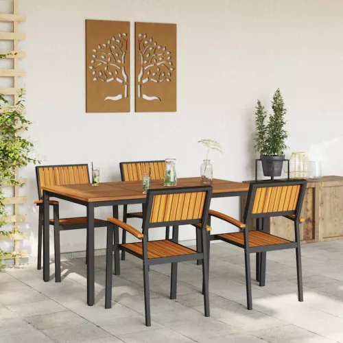  Kert étkező szett 5 pcs Fekete Tömör Akácfa