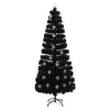  fekete száloptikás karácsonyfa LED-es hópelyhekkel 240 cm
