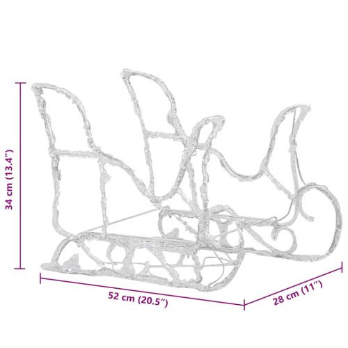  akril rénszarvasos-szános karácsonyi dísz 160 LED-del 130 cm