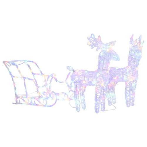  akril rénszarvasos-szános karácsonyi dísz 160 LED-del 130 cm
