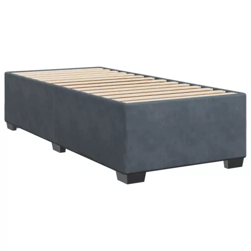  sötétszürke bársony rugós ágy matraccal 100 x 200 cm