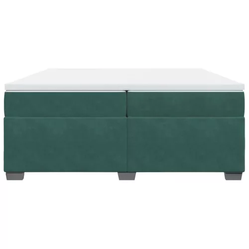  sötétzöld bársony rugós ágy matraccal 200x200 cm