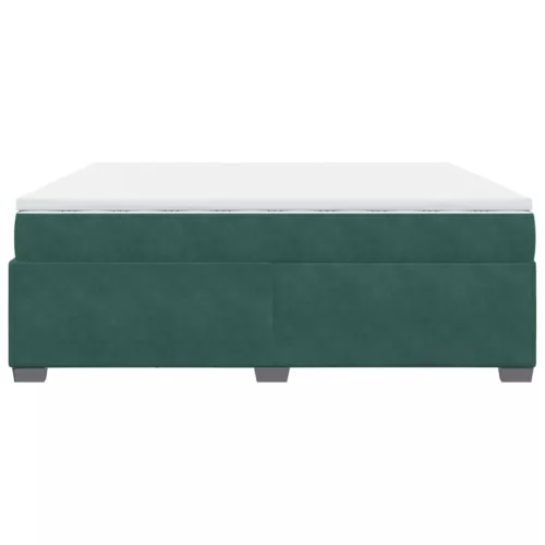  sötétzöld bársony rugós ágy matraccal 200x200 cm