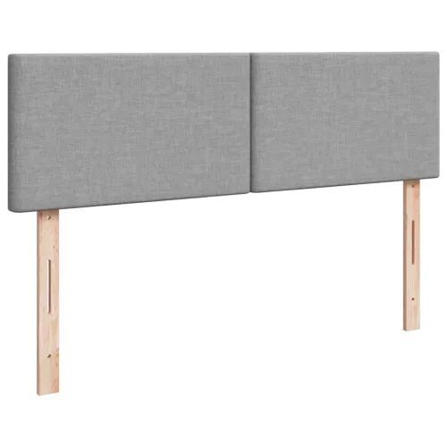  világosszürke szövet rugós ágy matraccal 160 x 200 cm