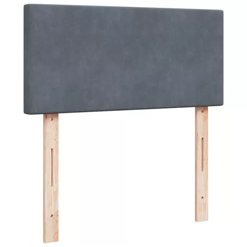  sötétszürke bársony rugós ágy matraccal 80 x 200 cm