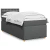 sötétszürke szövet rugós ágy matraccal 100 x 200 cm