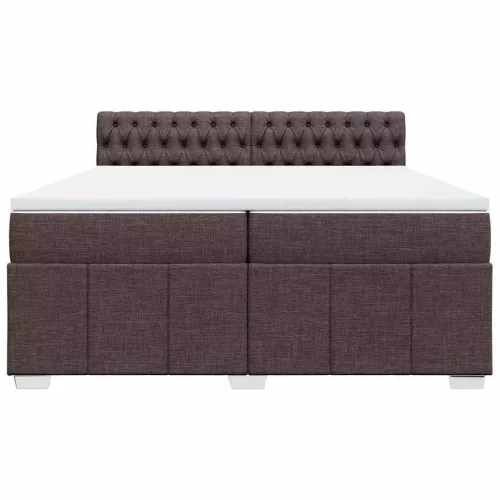  sötétbarna szövet rugós ágy matraccal 200 x 200 cm