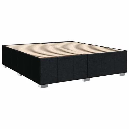  fekete szövet rugós ágy matraccal 200 x 200 cm