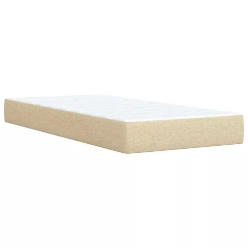  krémszínű szövet rugós ágy matraccal 90 x 200 cm