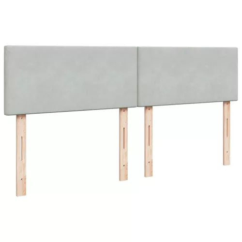  világosszürke bársony rugós ágy matraccal 200x200 cm
