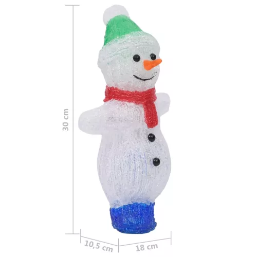  LED-es akril karácsonyi hóemberfigura bel- és és kültérre 30 cm