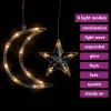  138 meleg fehér LED-es csillag és hold fényfüzér távirányítóval