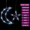  138 hideg fehér LED-es csillag és hold fényfüzér távirányítóval