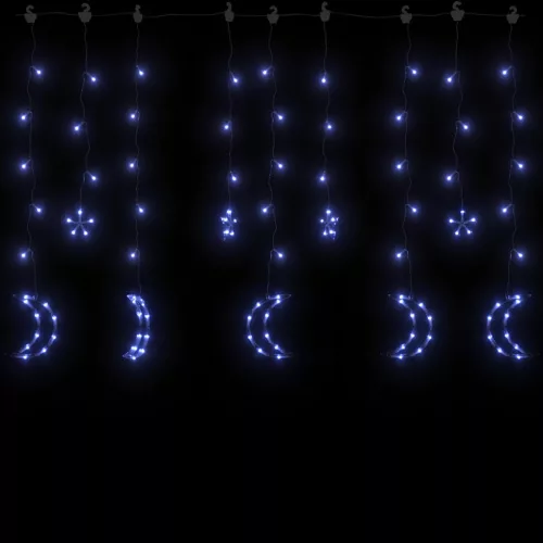  csillag és hold fényfüzér 138 kék LED-del és távirányítóval