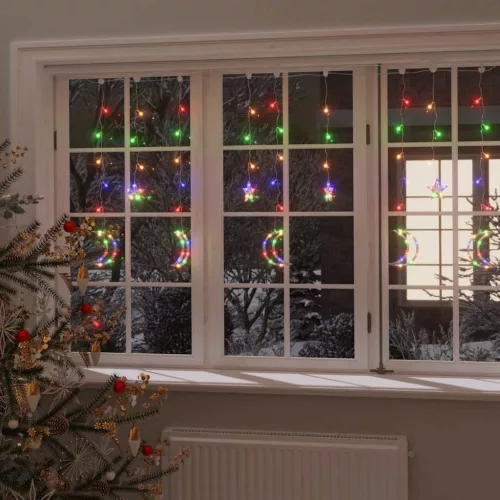  csillag és hold fényfüzér 138 színes LED-del és távirányítóval
