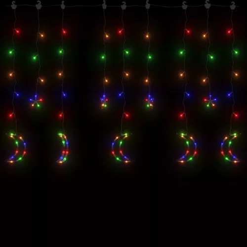  csillag és hold fényfüzér 138 színes LED-del és távirányítóval