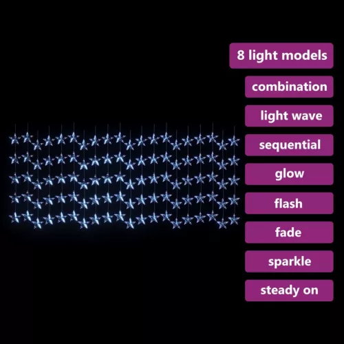  8 funkciós csillagdíszes fényfüggöny 500 kék LED-del