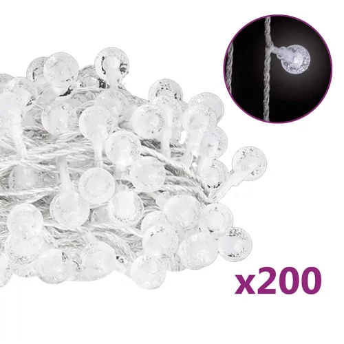  gömb alakú 8 funkciós hideg fehér tündérfényfüzér 200 LED 20 m