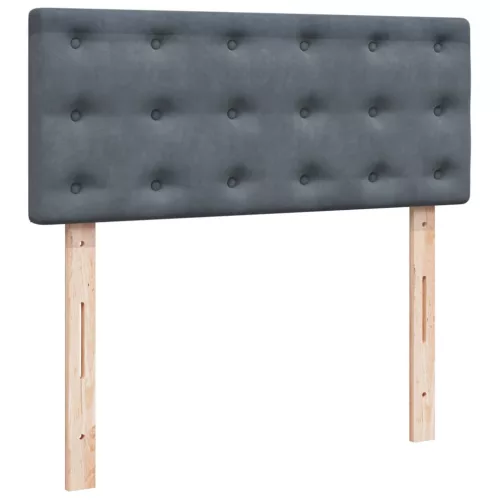  sötétszürke bársony rugós ágy matraccal 120x190 cm