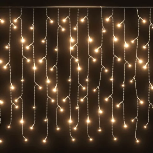  melegfehér LED-es jégcsap fényfüggöny 400 LED, 8 funkció