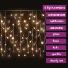 melegfehér LED-es jégcsap fényfüggöny 400 LED, 8 funkció