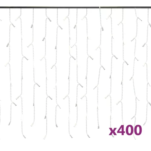  8 funkciós hideg fehér LED-es jégcsapfényfüggöny 10 m 400 LED