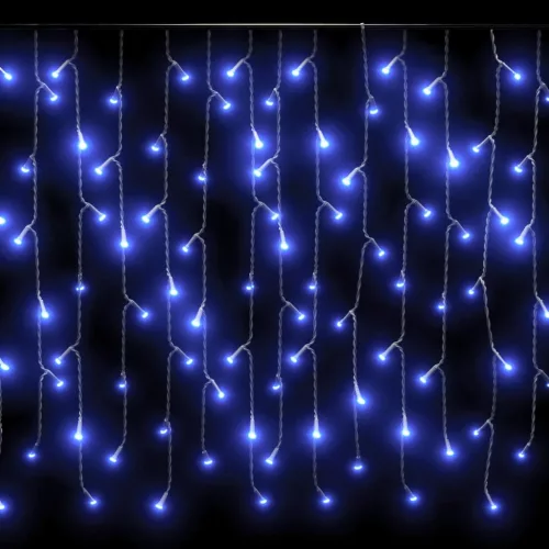  8 funkciós kék LED-es jégcsapfényfüggöny 400 LED-del 10 m