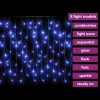  8 funkciós kék LED-es jégcsapfényfüggöny 400 LED-del 10 m
