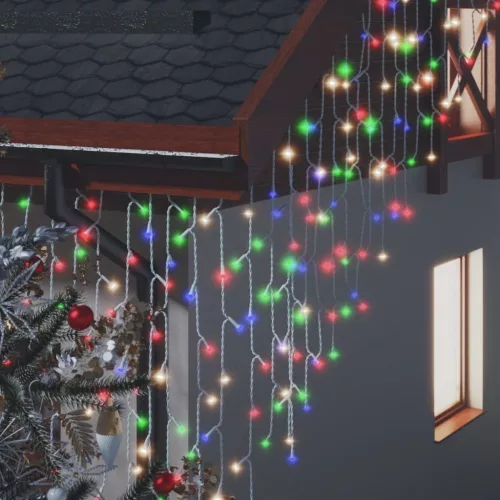  8 funkciós színes LED-es jégcsapfényfüggöny 400 LED-del 10 m