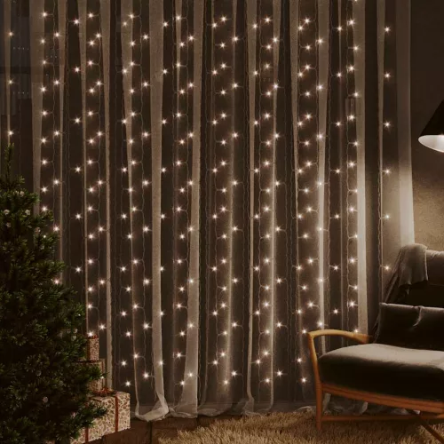  8 funkciós meleg fehér LED-es fényfüggöny 300 LED 3 x 3 m