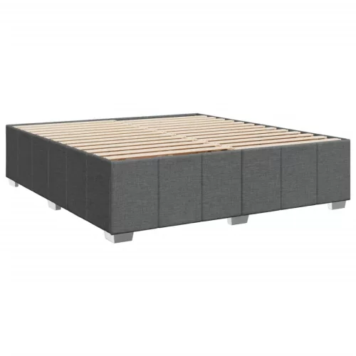  sötétszürke szövet rugós ágy matraccal 200 x 200 cm